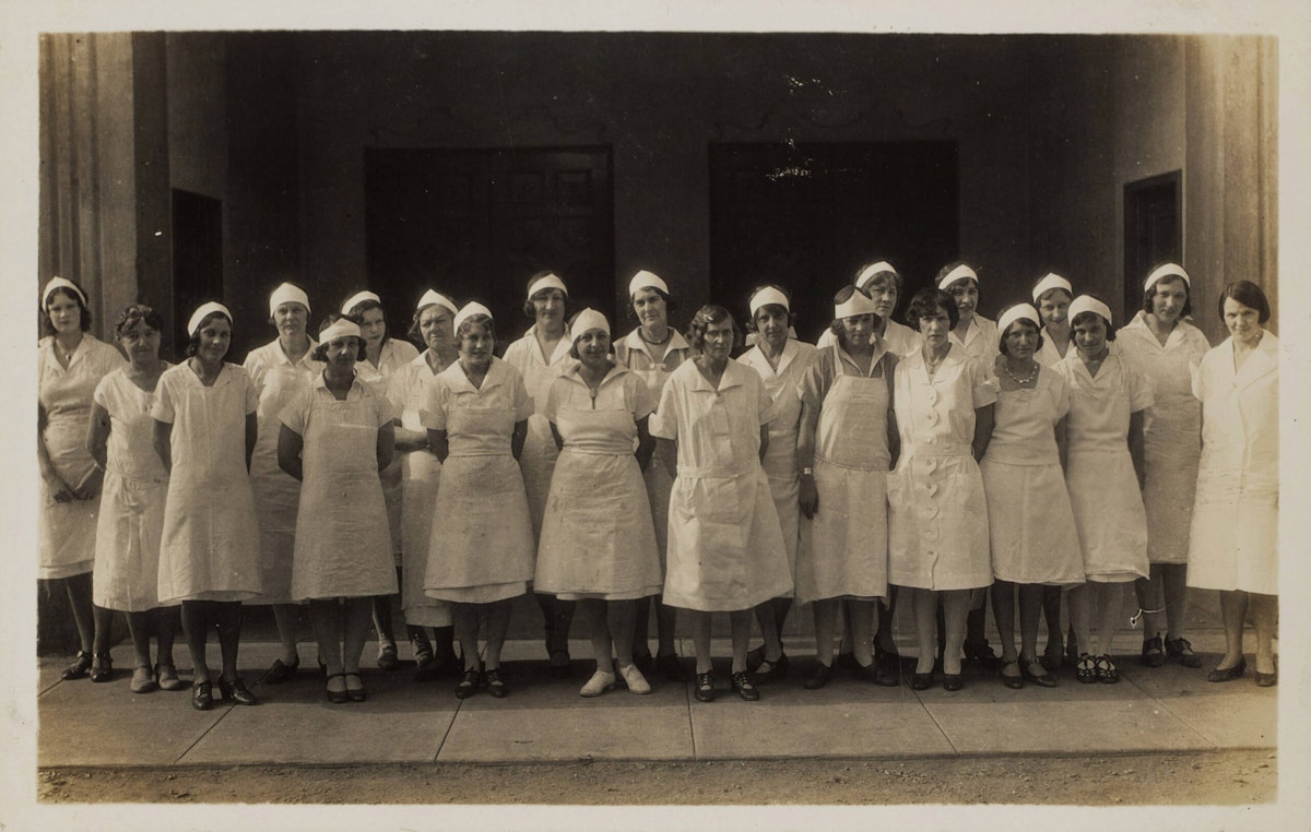 Female employees at Soldiers Home in West Los Angeles, 1929.