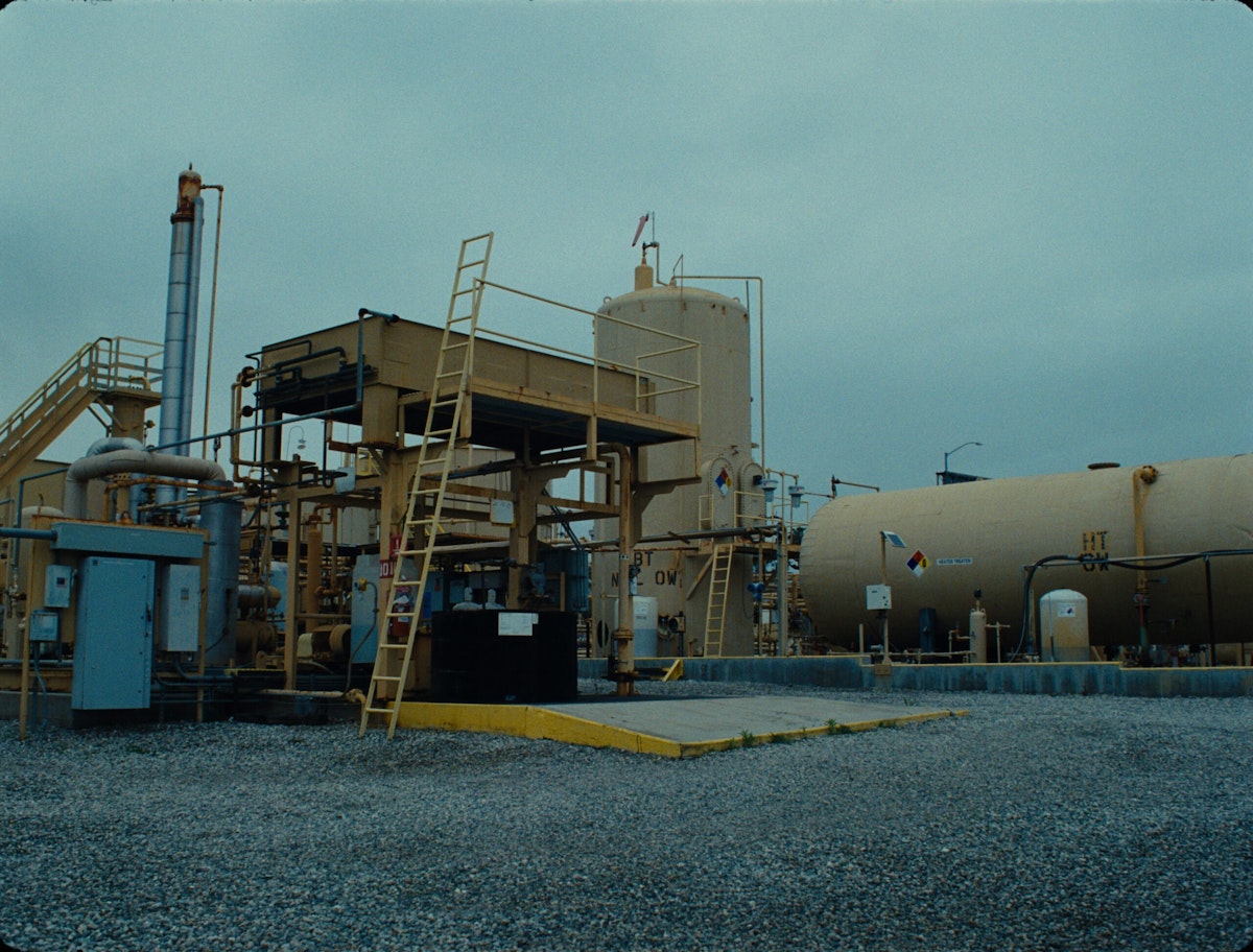 An oil drilling operation located just outside the gates of the Los Angeles National Cemetery.