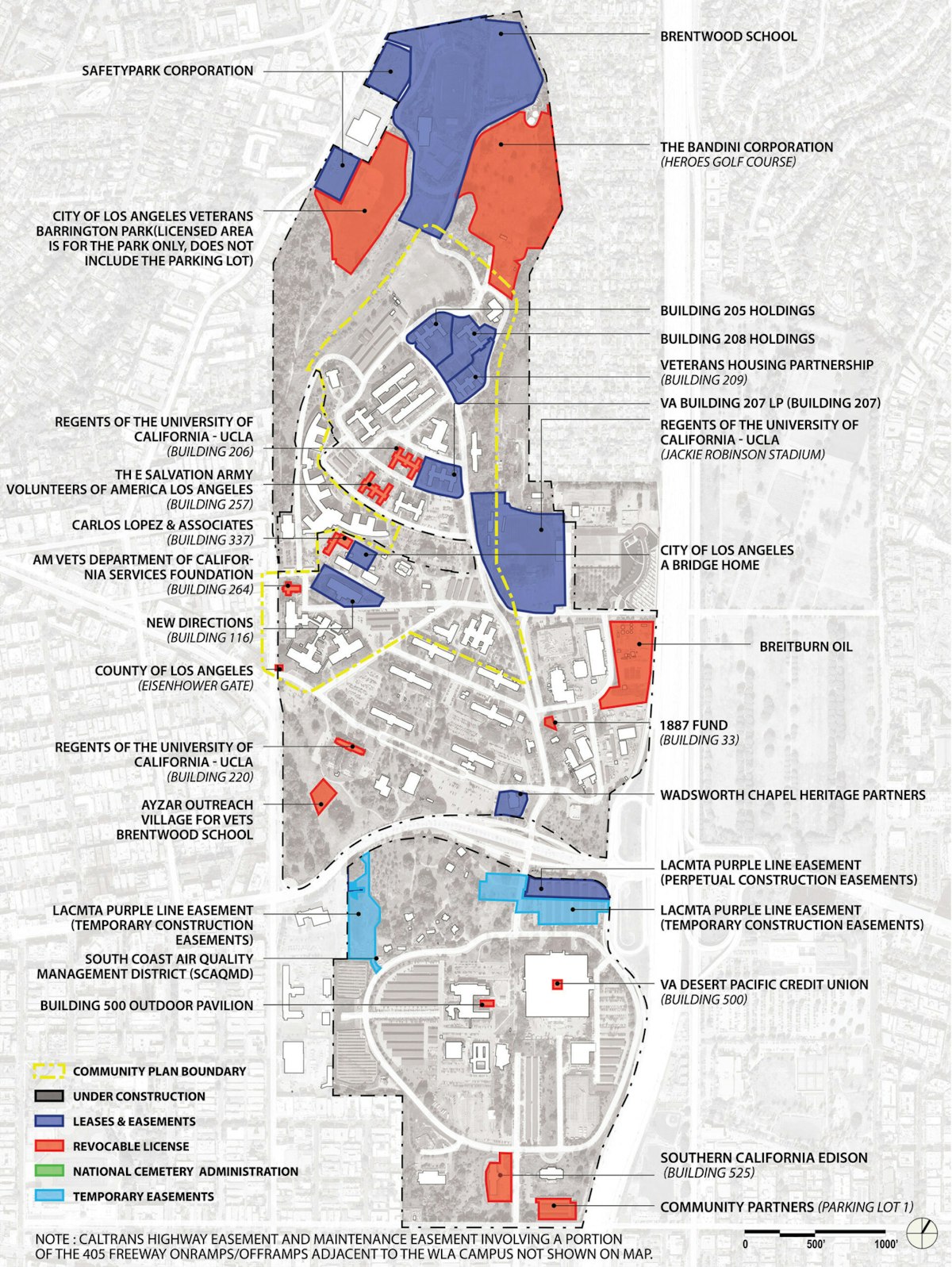 The existing land use and agreements overview from the 2022 Master Plan of the West LA VA.