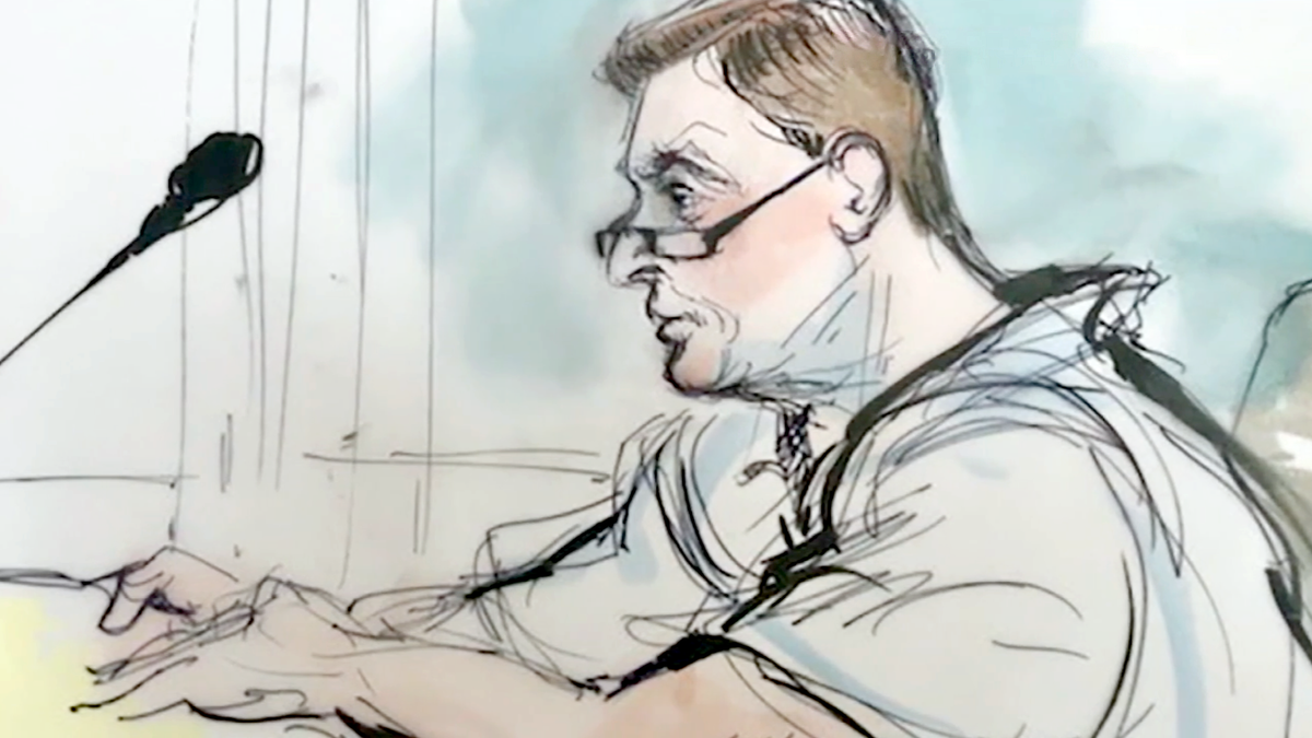 A court sketch of Richard Scott, a parking lot operator charged with defrauding the VA.