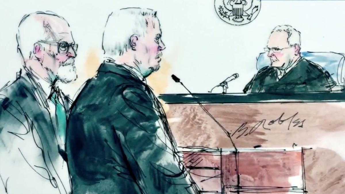 Ralph Tillman is seen in a court sketch during his trial for accepting hush money bribes in Richard Scott’s fraud scheme.