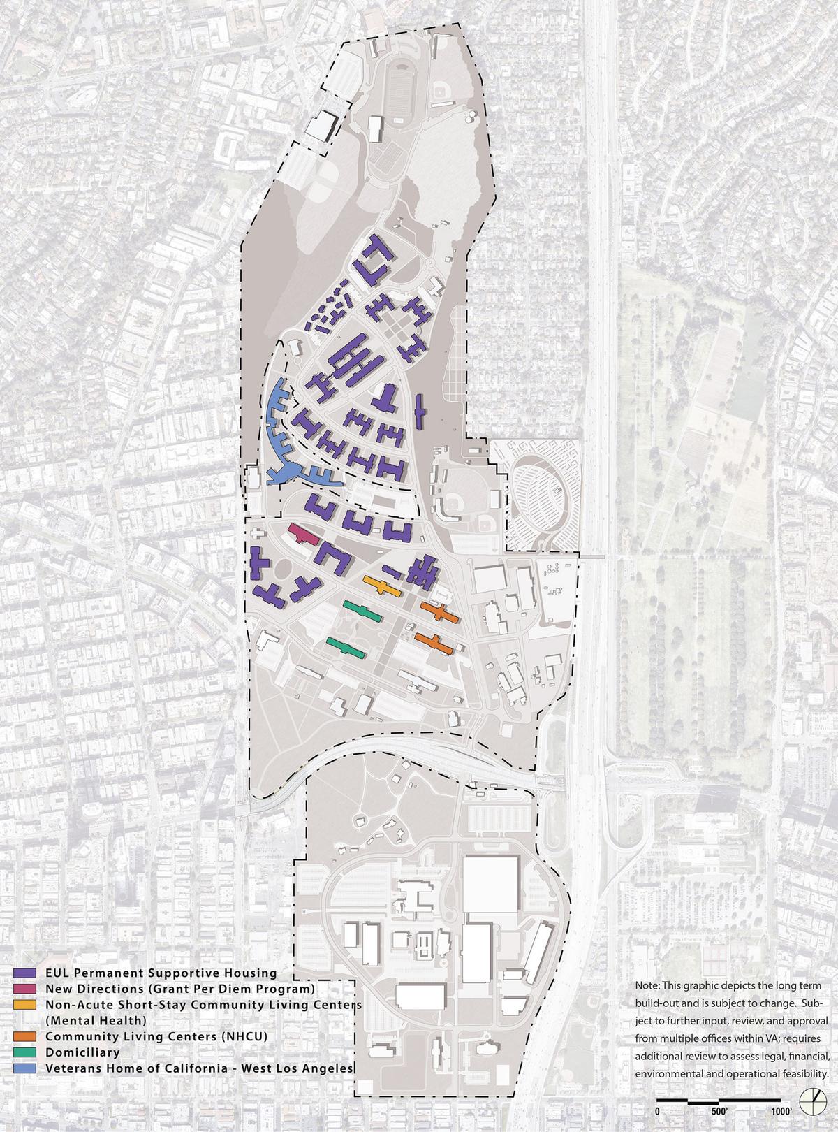 The existing land use and agreements overview from the 2022 Master Plan of the West LA VA.